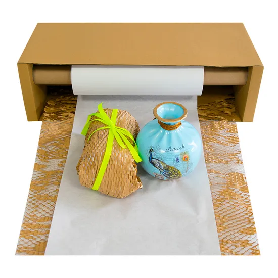 Kein Schneiden Verpackung Geschenkpapier Kissen Kraft Rolle Honeycomb Papier Dispenser